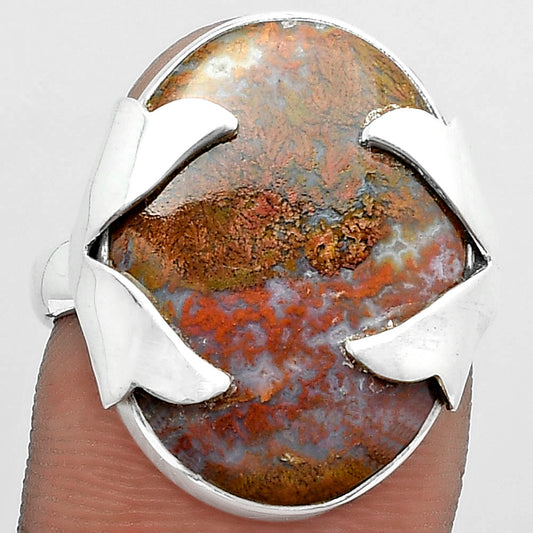 Natural Red Moss Agate Ring size-7.5 R-1354 SDR151656