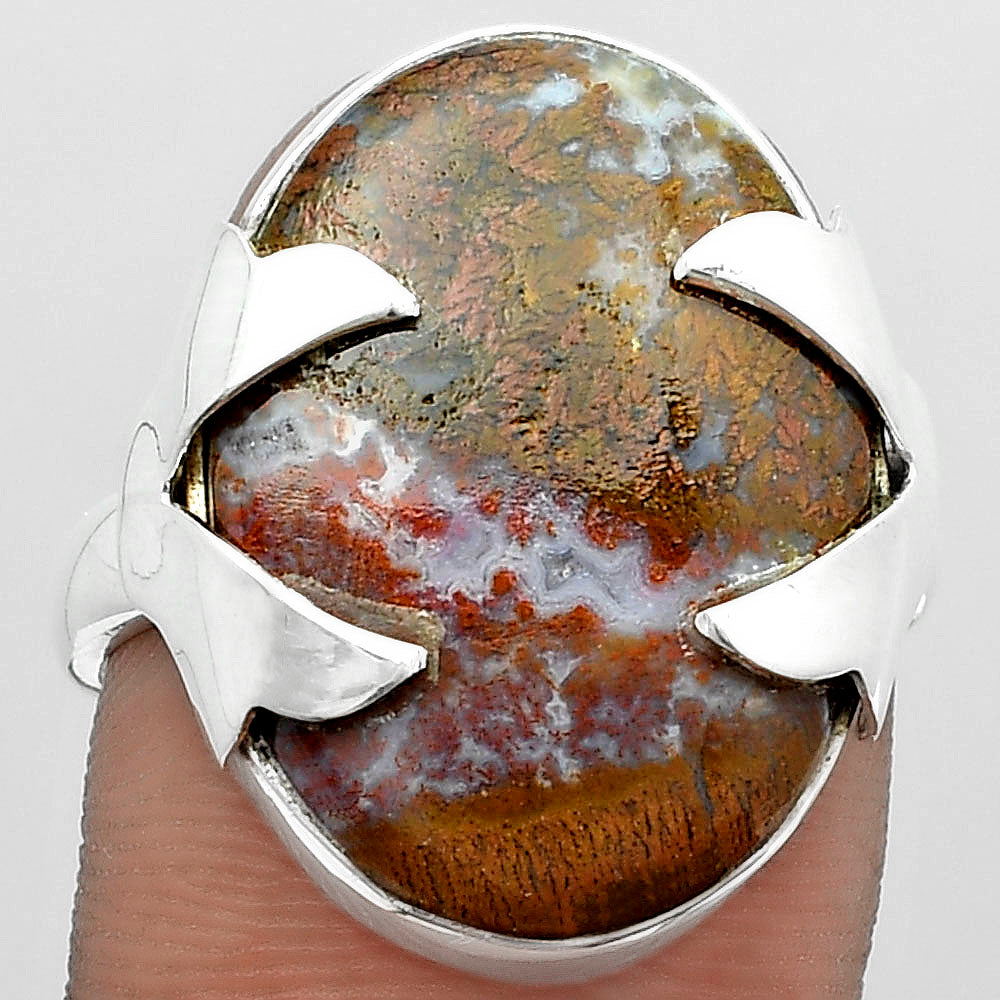 Natural Red Moss Agate Ring size-8.5 R-1354 SDR151666