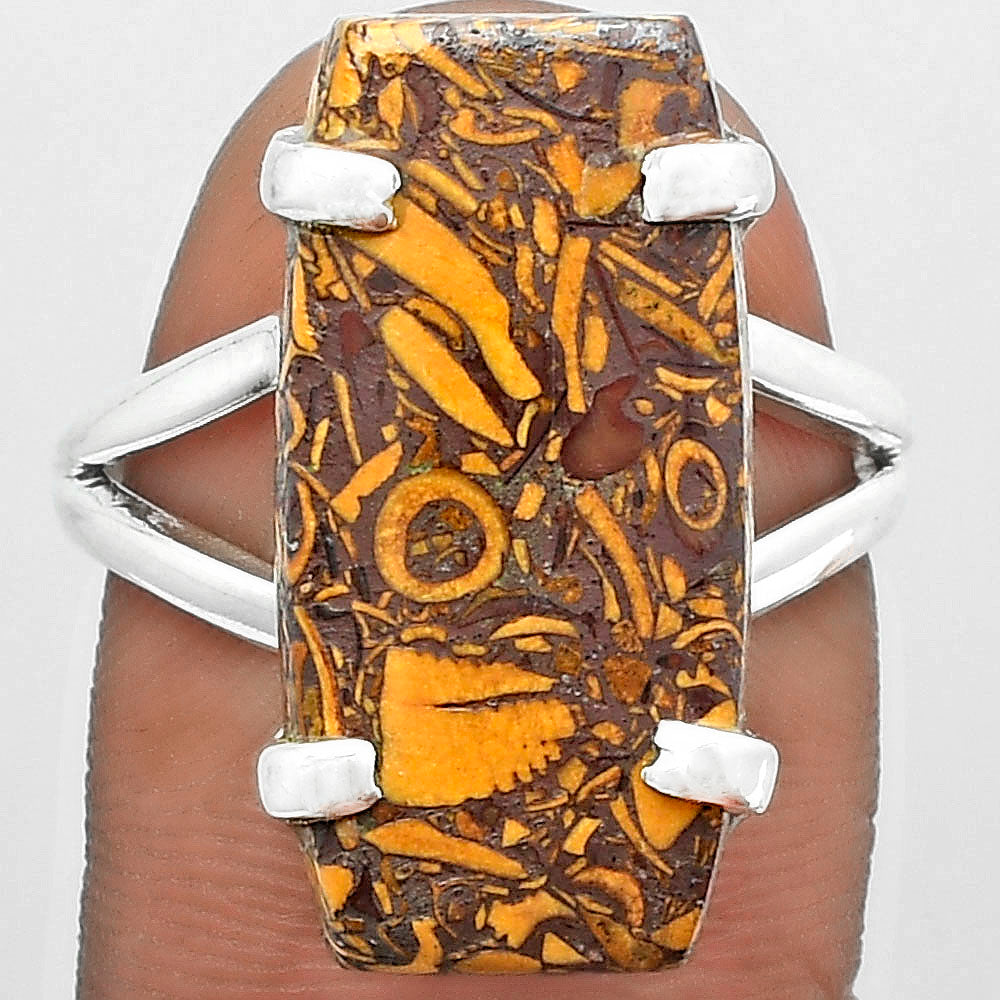 Natural Coquina Fossil Jasper India Ring size-8 R-1089 SDR151679
