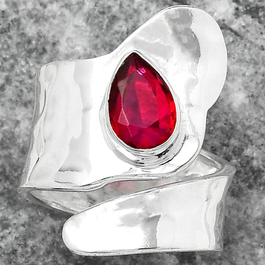 Adjustable - Lab Created Ruby Ring size-6 R-1327 SDR152160