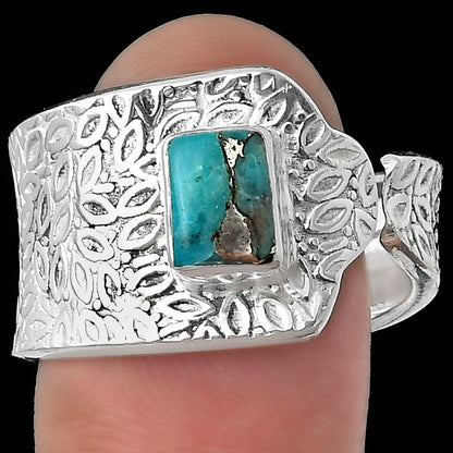 Adjustable - Kingman Turquoise With Zinc Ring size-8.5 R-1381 SDR152378