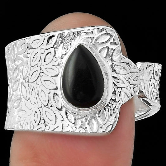 Adjustable - Black Onyx - Brazil Ring size-9 R-1381 SDR152386