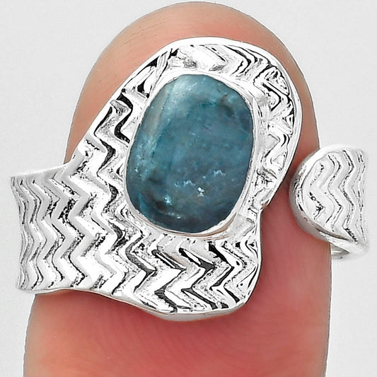 Adjustable Blue Apatite Madagascar Ring size-8 R-1381 SDR152398