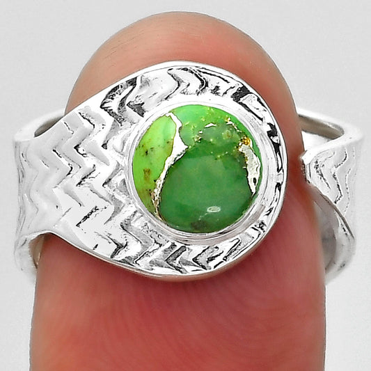 Adjustable Copper Green Turquoise Ring size-6.5 R-1381 SDR152409