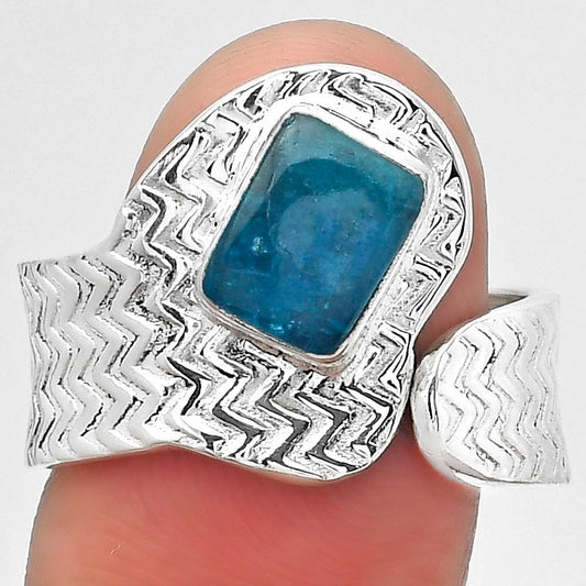 Adjustable - Natural Blue Apatite Ring size-8.5 R-1381 SDR152413