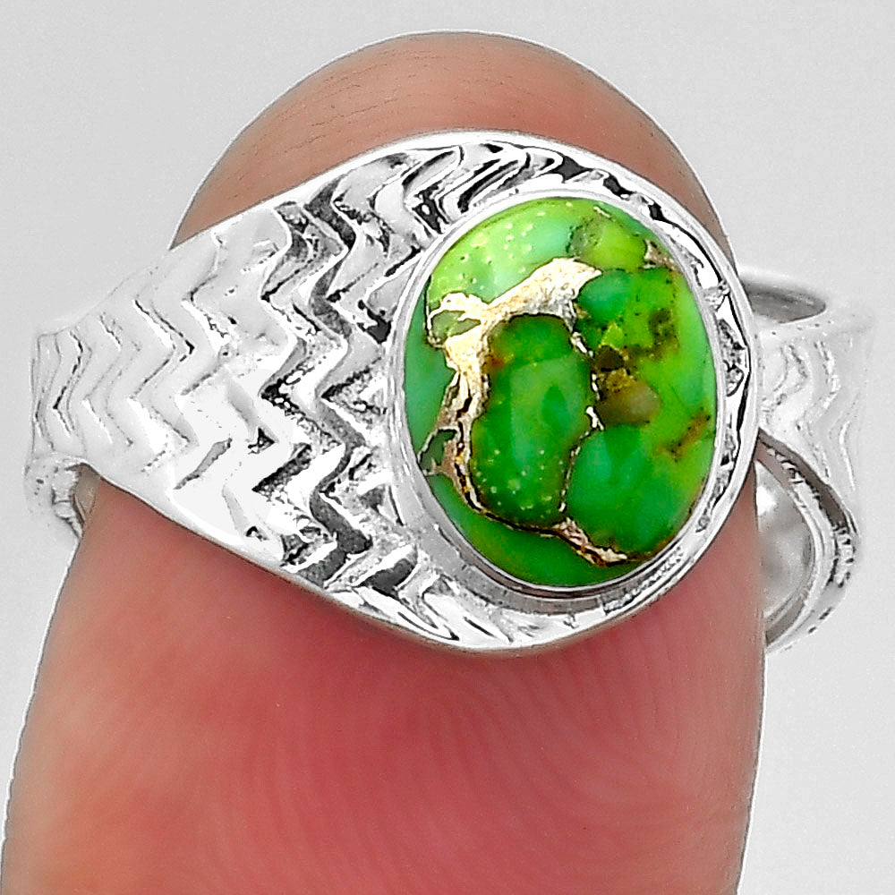 Adjustable - Copper Green Turquoise Ring size-7 R-1381 SDR152427