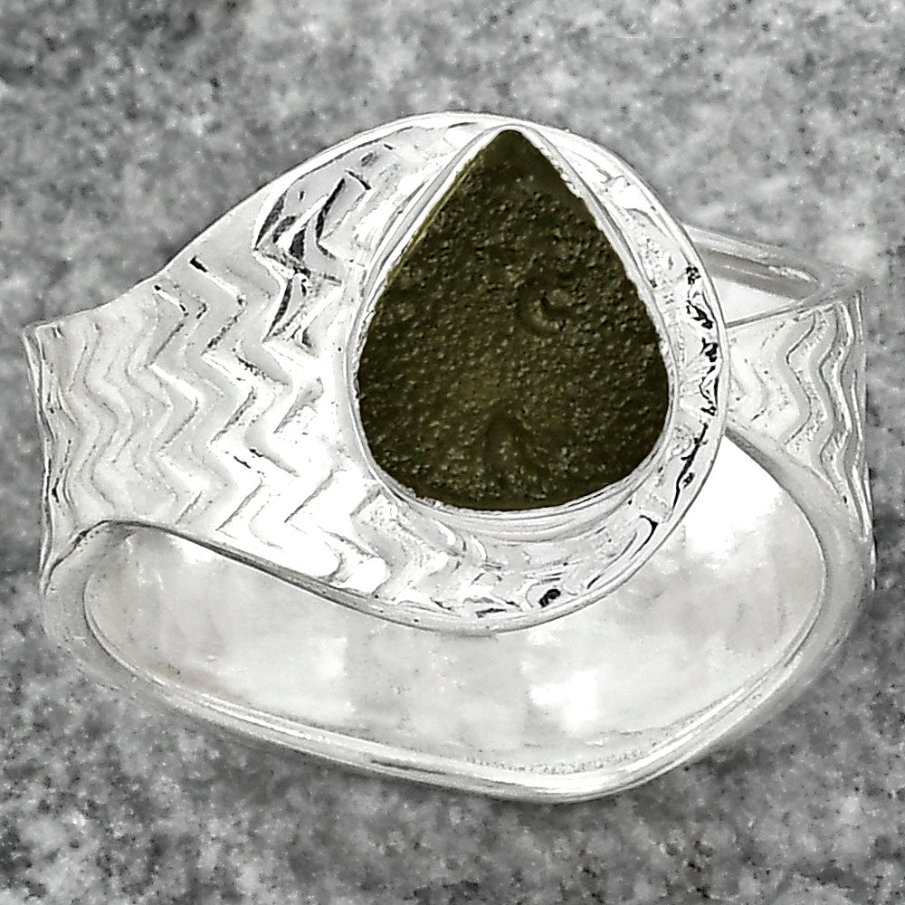 Adjustable - Tektite Rough - Greek Ring size-8 R-1381 SDR152428