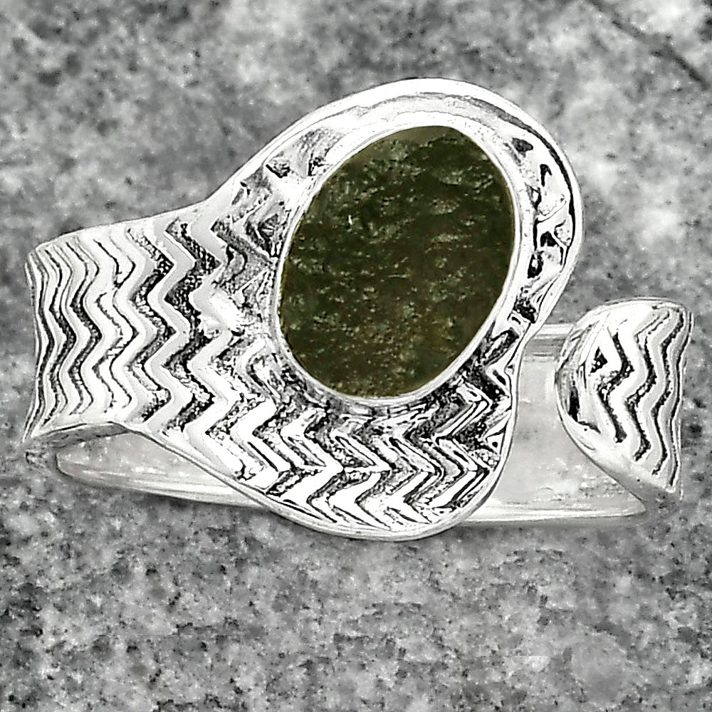 Adjustable - Tektite Rough - Greek Ring size-9 R-1381 SDR152467