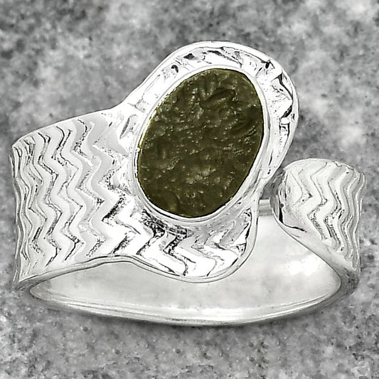 Adjustable - Tektite Rough - Greek Ring size-8.5 R-1381 SDR152481