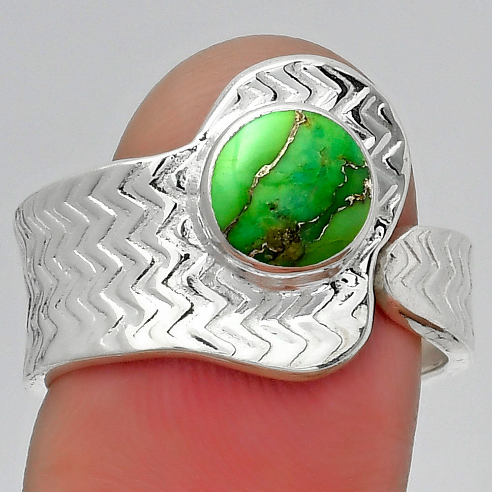 Adjustable Copper Green Turquoise Ring size-8.5 R-1381 SDR152525