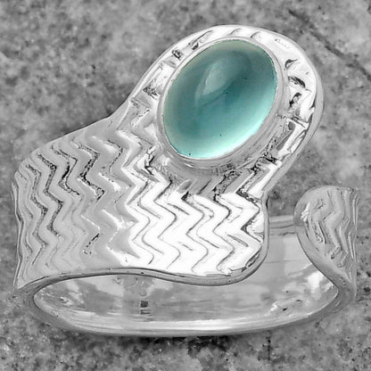 Adjustable Natural Blue Chalcedony Ring size-8.5 R-1381 SDR152531