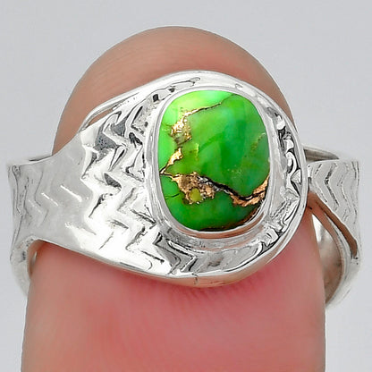 Adjustable Copper Green Turquoise Ring size-7.5 R-1381 SDR152622