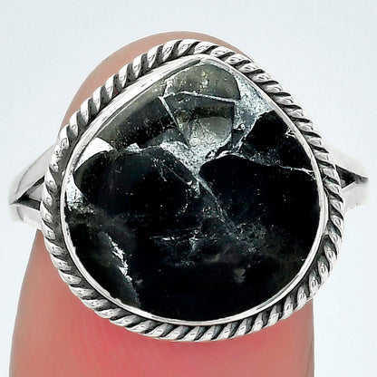Natural Obsidian And Zinc Ring size-8 R-1010 SDR152917