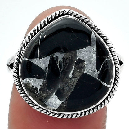Natural Obsidian And Zinc Ring size-8.5 R-1010 SDR153134