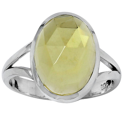 Faceted Natural Lemon Quartz Ring size-7.5 R-1005 SDR153460