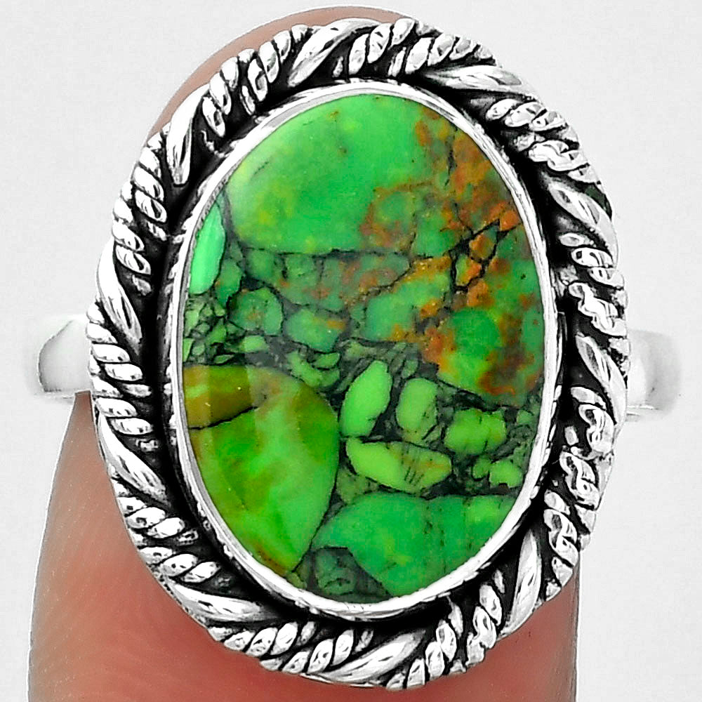 Natural Green Matrix Turquoise Ring size-8 R-1013 SDR153945