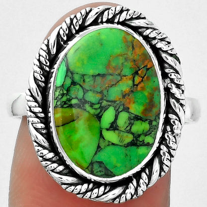 Natural Green Matrix Turquoise Ring size-8 R-1013 SDR153945