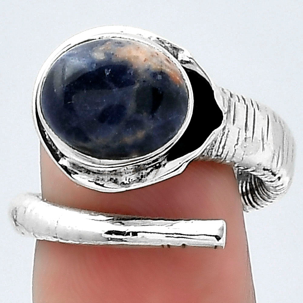 Adjustable - Natural Sodalite Ring size-6.5 R-1306 SDR154313