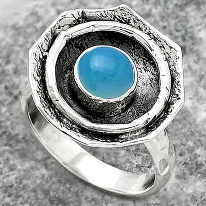 Natural Blue Chalcedony Ring size-8.5 R-1468 SDR154857