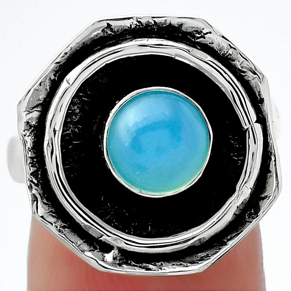 Natural Blue Chalcedony Ring size-7 R-1468 SDR154863