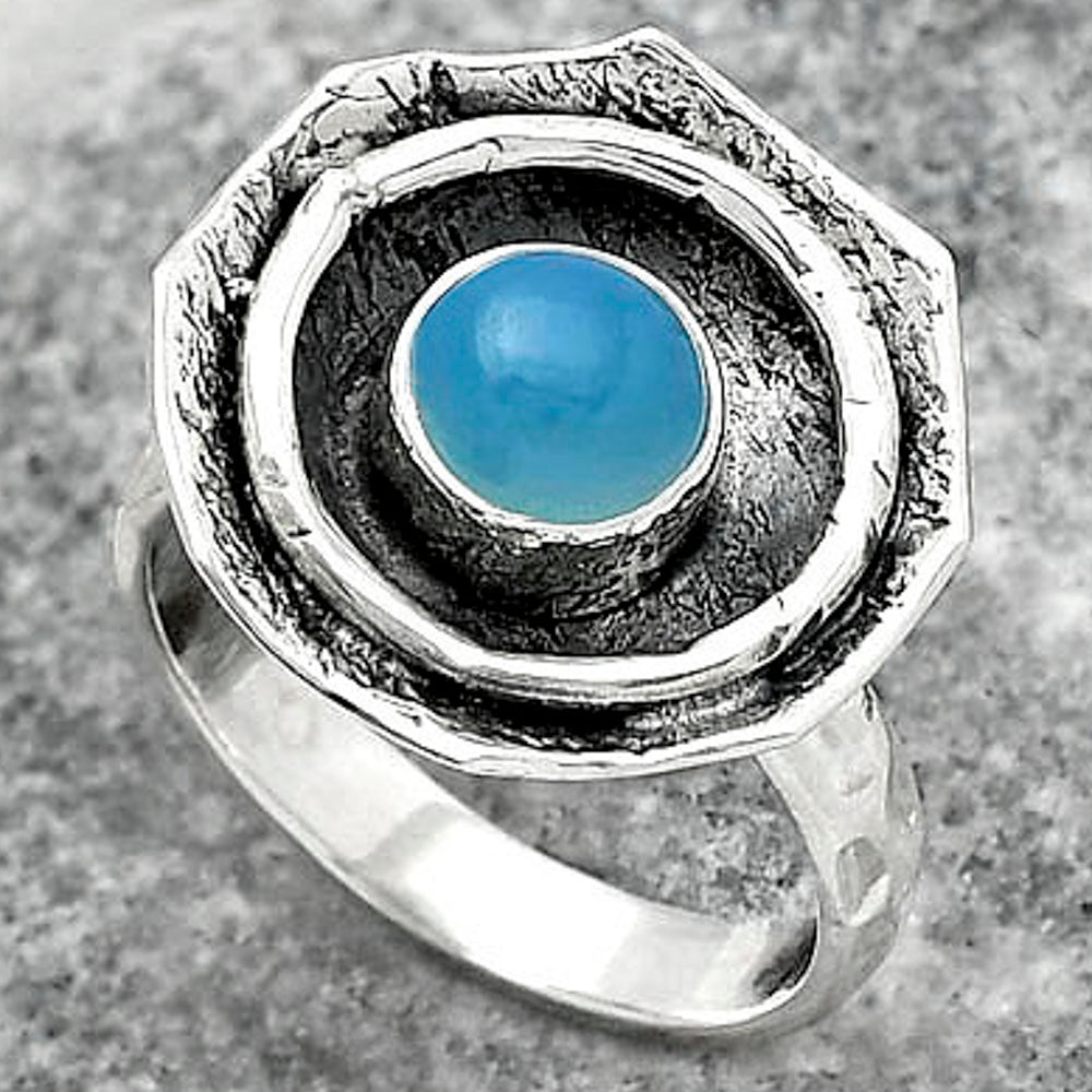Natural Blue Chalcedony Ring size-7 R-1468 SDR154863