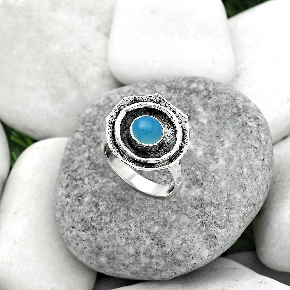 Natural Blue Chalcedony Ring size-7 R-1468 SDR154863