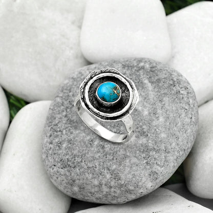 Copper Blue Turquoise - Arizona Ring size-8 R-1468 SDR154865