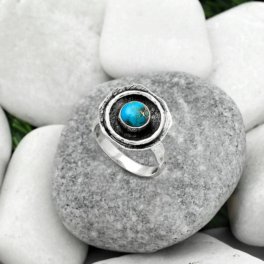 Copper Blue Turquoise - Arizona Ring size-8 R-1468 SDR154865