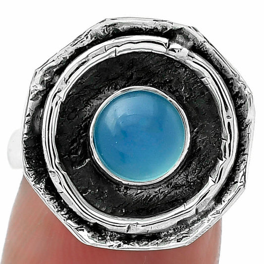 Natural Blue Chalcedony Ring size-6.5 R-1468 SDR154870