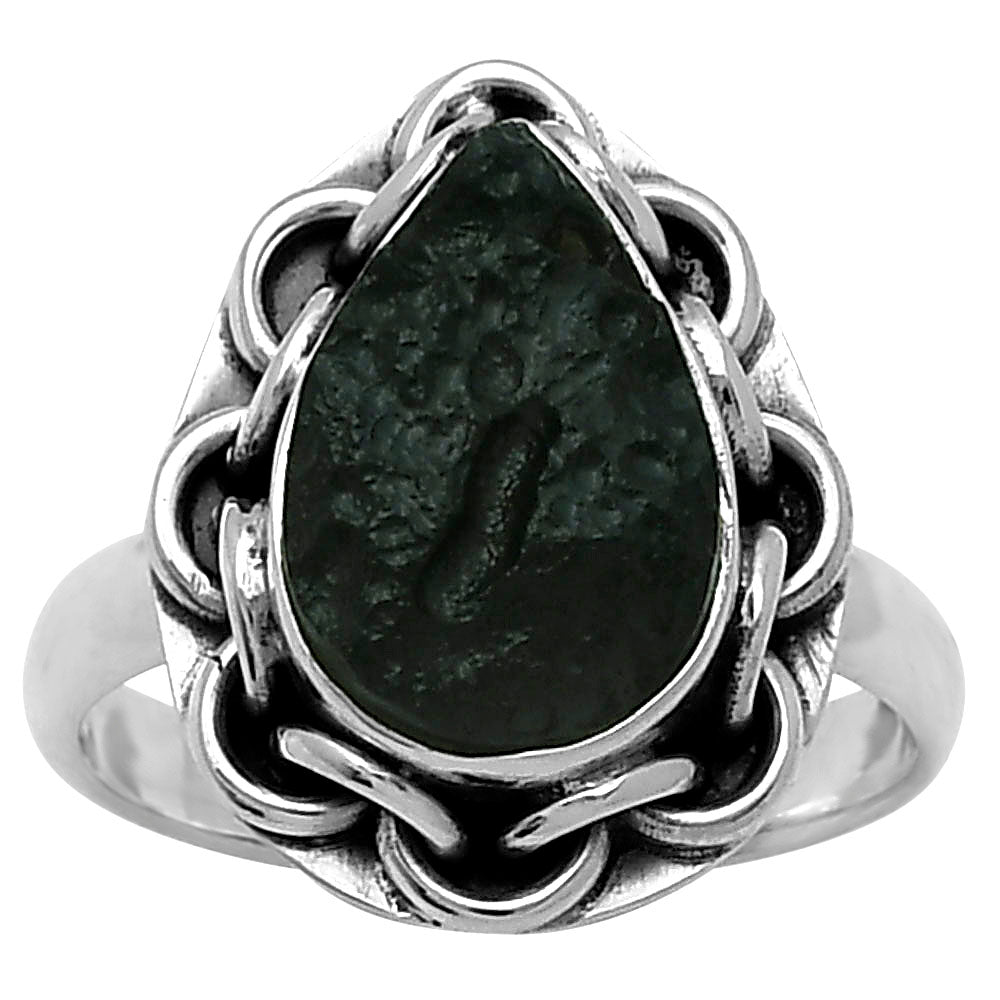 Natural Tektite Rough - Greek Ring size-7.5 R-1528 SDR155029