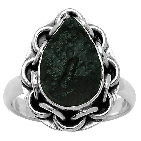 Natural Tektite Rough - Greek Ring size-7.5 R-1528 SDR155029