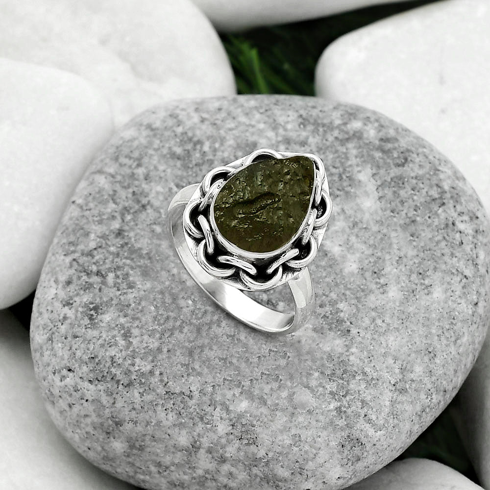 Natural Tektite Rough - Greek Ring size-7.5 R-1528 SDR155029