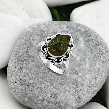 Natural Tektite Rough - Greek Ring size-7.5 R-1528 SDR155029