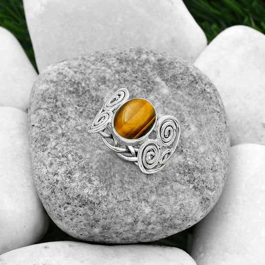 Natural Tiger Eye - Africa Ring size-8 R-1658 SDR155830
