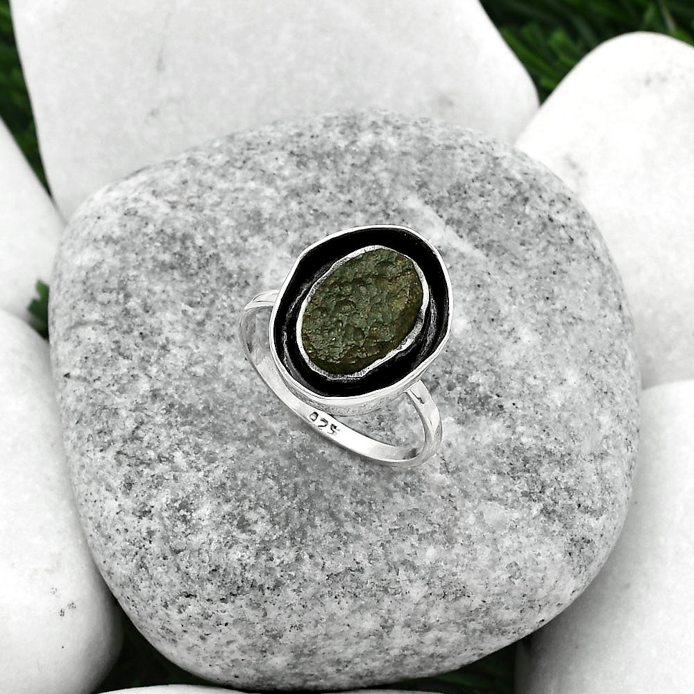 Natural Tektite Rough - Greek Ring size-8 R-1468 SDR155885