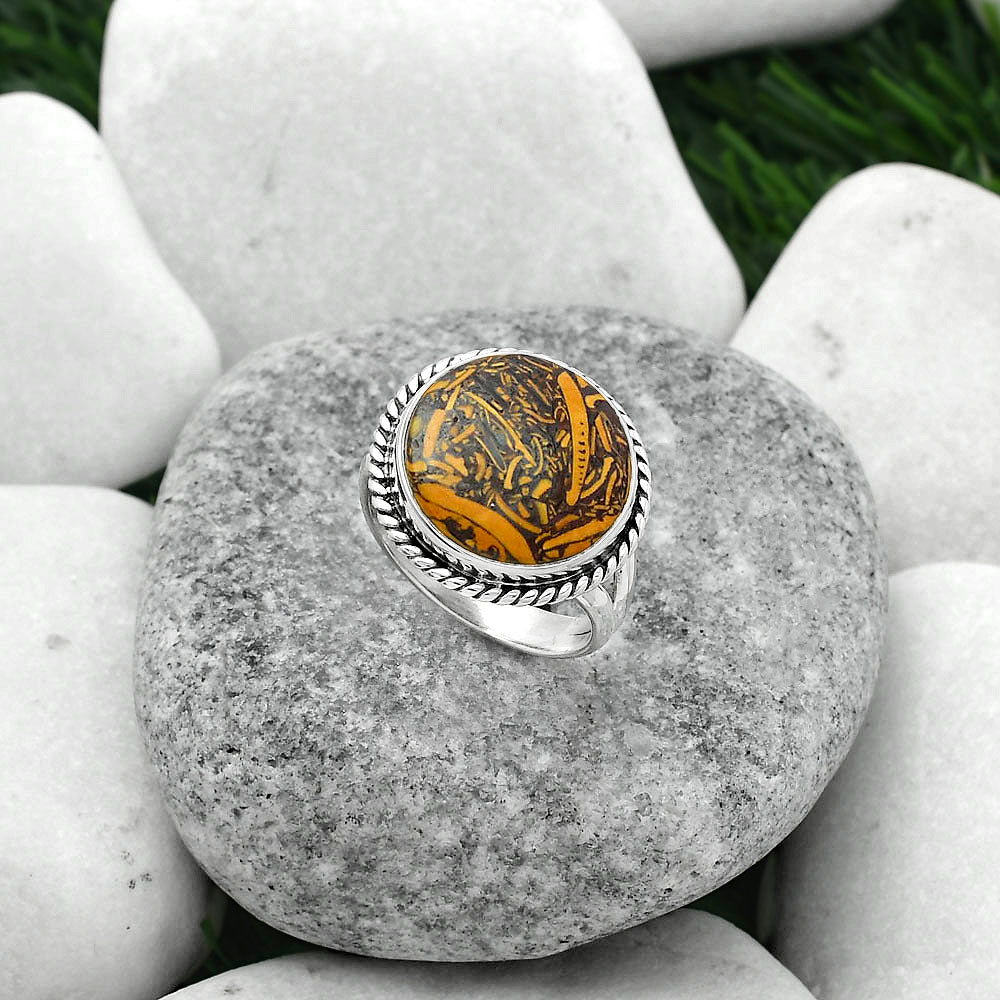 Natural Coquina Fossil Jasper India Ring size-7 R-1010 SDR155964