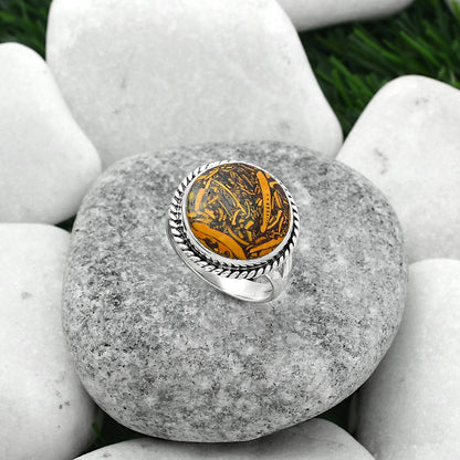 Natural Coquina Fossil Jasper India Ring size-7 R-1010 SDR155964