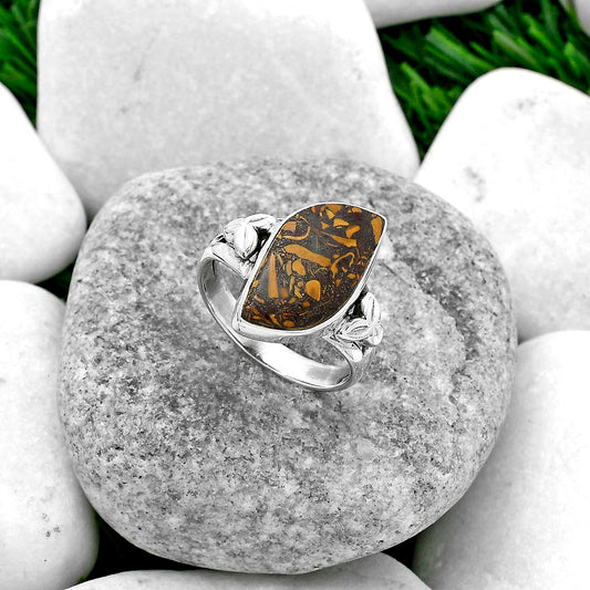 Coquina Fossil Jasper - India Ring size-9.5 R-1261 SDR156096