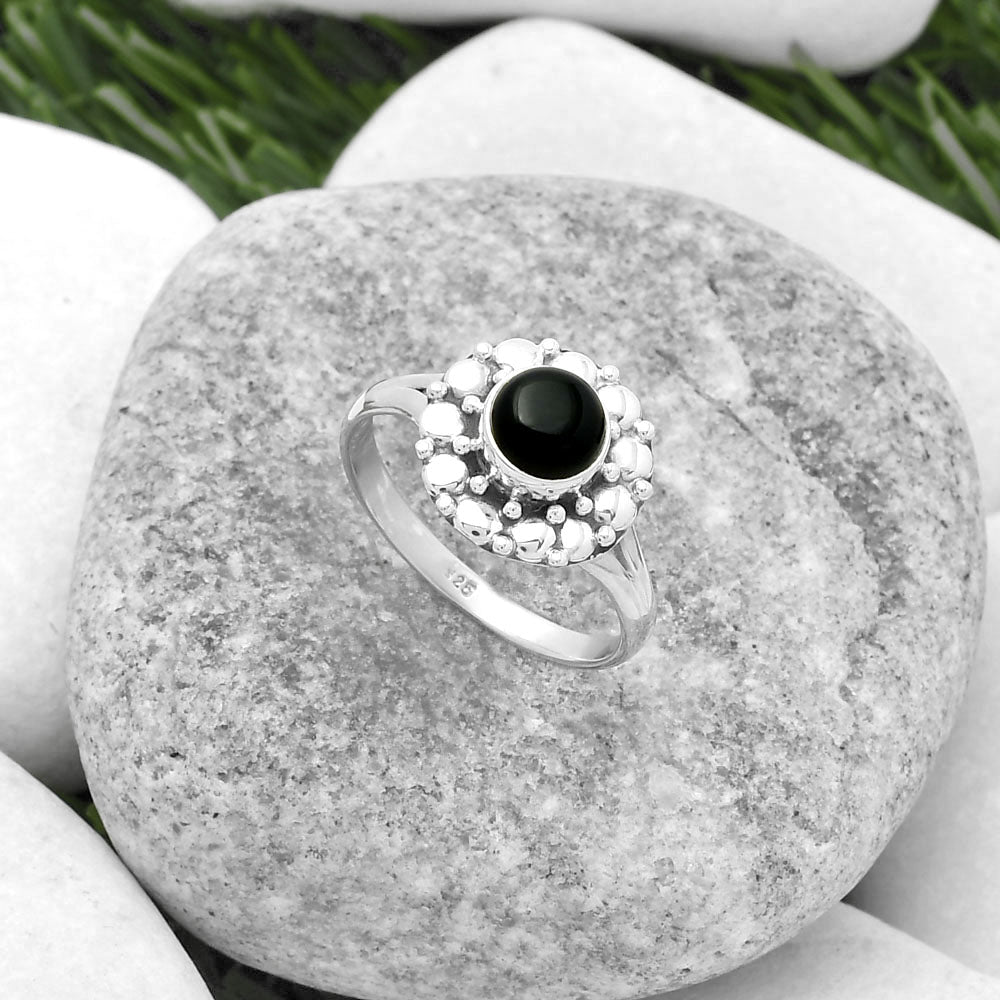 Natural Black Onyx - Brazil Ring size-8 R-1488 SDR157075