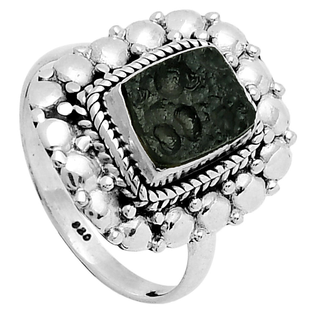 Natural Tektite Rough - Greek Ring size-8 R-1399 SDR157816