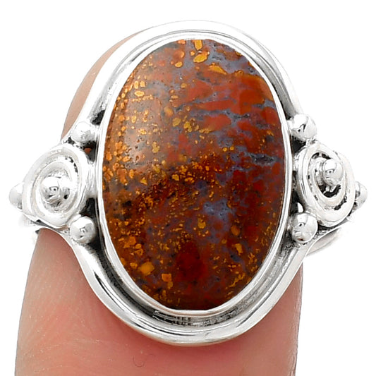 Natural Red Moss Agate Ring size-8 R-1315 SDR157872