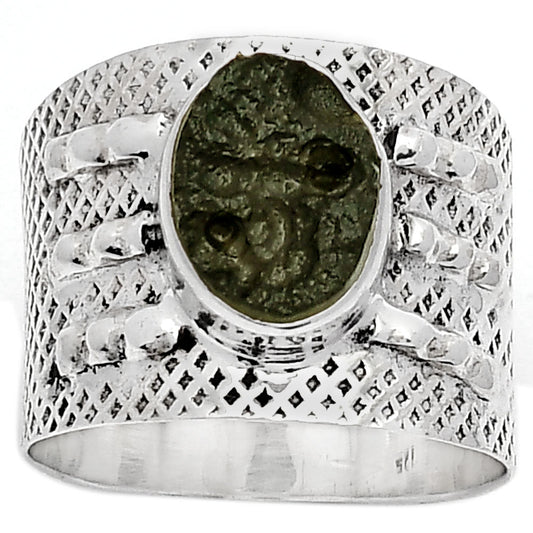 Natural Tektite Rough - Greek Ring size-9 R-1537 SDR158596