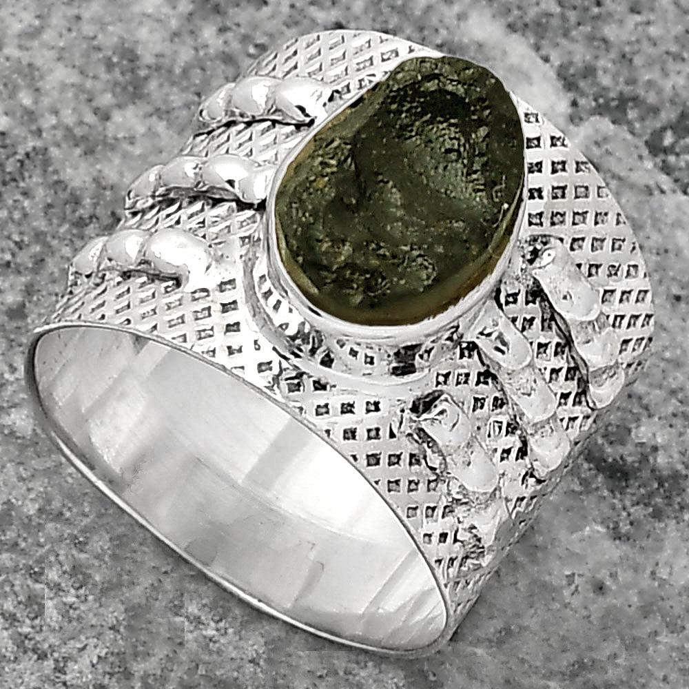 Natural Tektite Rough - Greek Ring size-7 R-1537 SDR158611