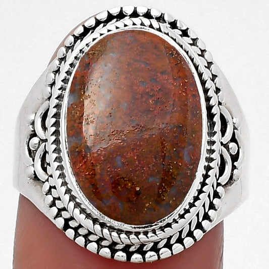 Natural Red Moss Agate Ring size-8.5 R-1708 SDR158809