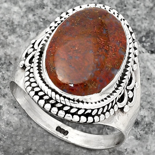 Natural Red Moss Agate Ring size-8.5 R-1708 SDR158809