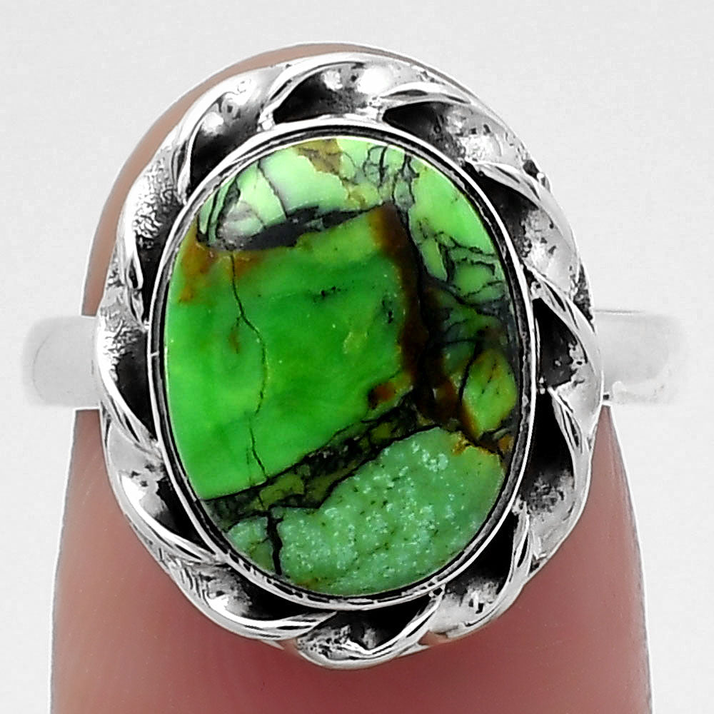 Natural Green Matrix Turquoise Ring size-7 R-1083 SDR159239