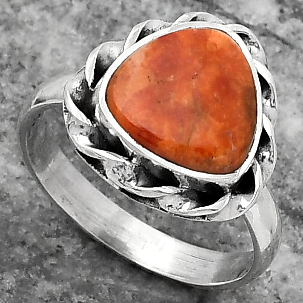 Natural Red Sponge Coral Ring size-7 R-1083 SDR159264