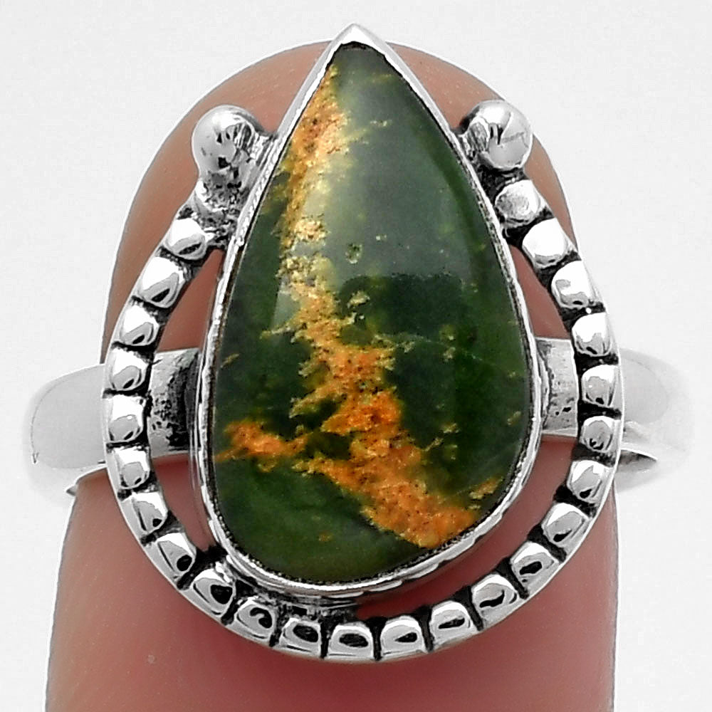 Turkish Rainforest Chrysocolla Ring size-7.5 R-1518 SDR159424