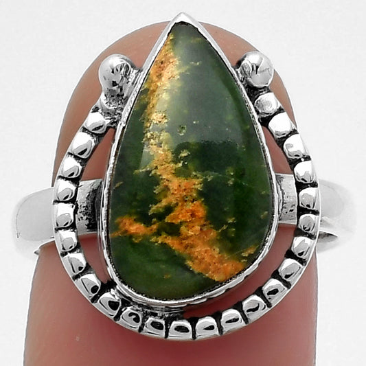 Turkish Rainforest Chrysocolla Ring size-7.5 R-1518 SDR159424