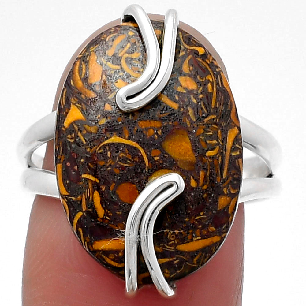 Natural Coquina Fossil Jasper India Ring size-8 R-1502 SDR159520